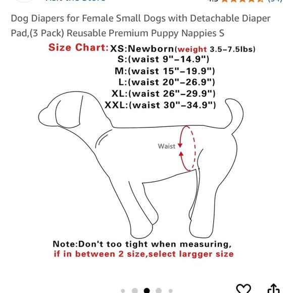 Joy Daog Female Dog Diapers for Small Dogs,3 Pack Reusable Washable Premium - Picture 5 of 16